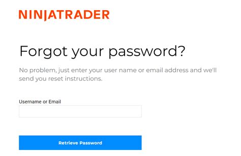 ninjatrader login and password